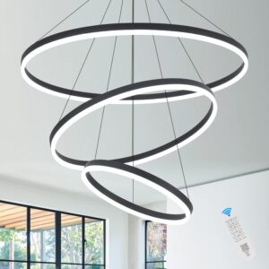 Modern LED Chandelier Black, Dimmable Pendant Lighting